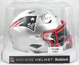 Ty Law Signed New England Patriots Mid-Size SpeedFlex Helmet HOF- Beckett W Holo