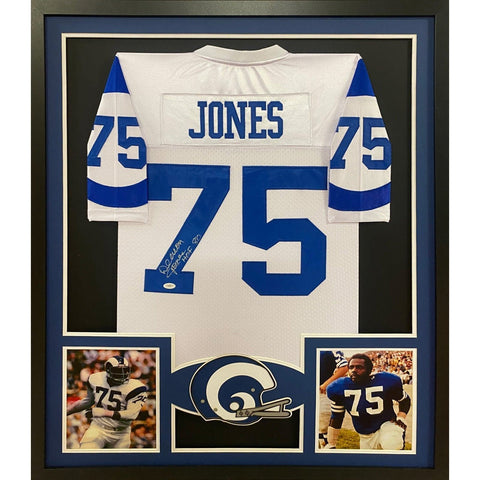 Deacon Jones Autographed Signed Framed Los Angeles Rams Jersey JSA