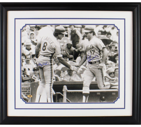 Gary Carter and Keith Hernandez Signed New York Mets Framed 16x20 B&W Photo