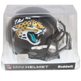 Travis Hunter Autographed Jacksonville Jaguars Mini Helmet Beckett Witness 53353