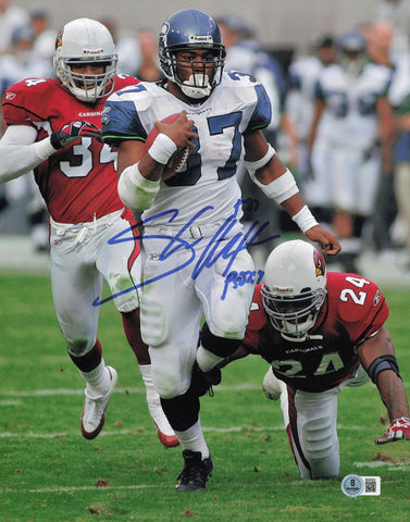 Shaun Alexander Autographed 11x14 Photo Seattle Seahawks Beckett BAS QR #BS30520