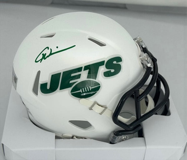 NY Jets Rookie of the Year GARRETT WILSON Signed FLAT WHITE Mini Helmet AUTO-BAS