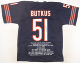 Dick Butkus Signed Chicago Bears Career Stat Jersey (JSA COA) 8xPro Bowl L.B