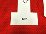 SAN FRANCISCO 49ERS JOE MONTANA AUTOGRAPHED RED JERSEY BECKETT BAS STOCK #224669