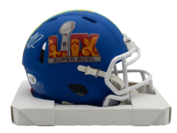 Landon Dickerson Eagles Autographed SB LIX Blue Football Mini Helmet JSA 209877