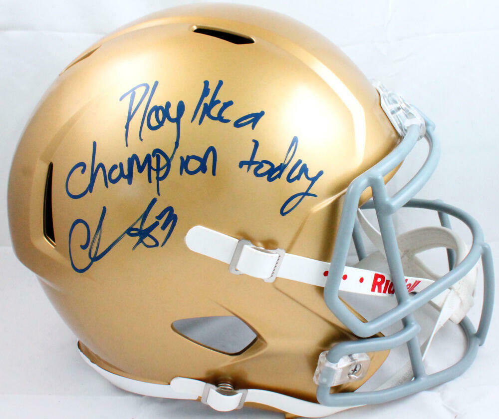 Chase Claypool Autographed Notre Dame F/S Speed Helmet w/Insc
