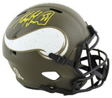 Vikings Adrian Peterson Signed Salute To Service F/S Speed Rep Helmet BAS Wit