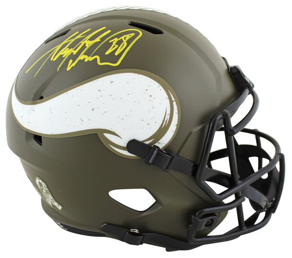 Vikings Adrian Peterson Signed Salute To Service F/S Speed Rep Helmet BAS Wit