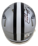Cowboys Drew Pearson "HOF 21" Signed Silver Speed Mini Helmet W/ Case BAS Wit