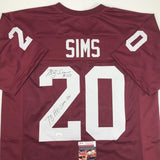 Autographed/Signed Billy Sims 78 Heisman Oklahoma Maroon Jersey JSA COA