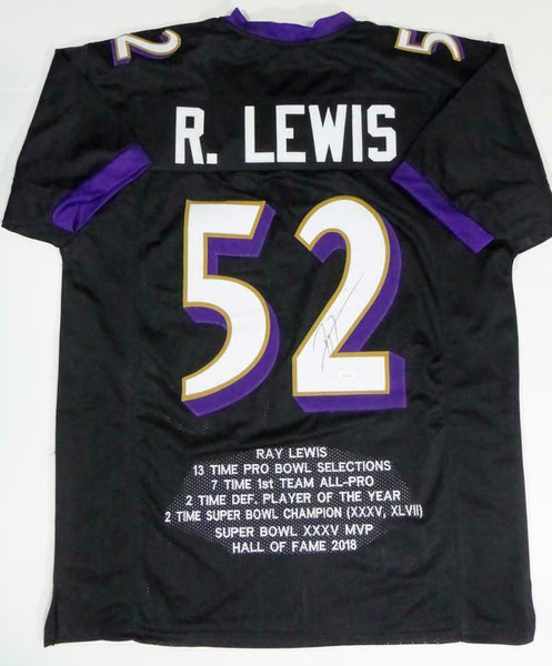 Ray Lewis Autographed Black Pro Style STAT1 Jersey - JSA W Auth *2