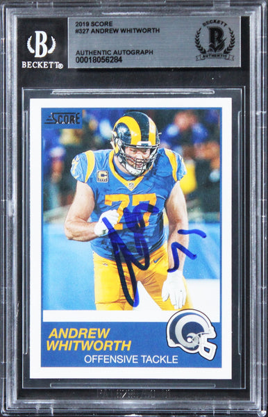 Rams Andrew Whitworth Authentic Signed 2019 Score #327 Card BAS Slabbed 1