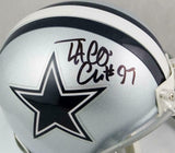Taco Charlton Autographed Dallas Cowboys Mini Helmet w/ #97 - JSA W Auth *Black