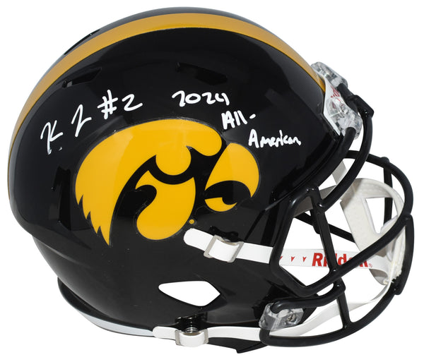 KALEB JOHNSON SIGNED IOWA HAWKEYES FULL SIZE SPEED HELMET W/ 2024 ALL-AMERICAN