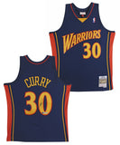 Warriors Stephen Curry Authentic Signed Navy Blue M&N HWC Swingman Jersey BAS