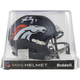 John Elway Autographed Denver Broncos Spd Mini Helmet Beckett Witness 50215