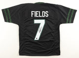 Justin Fields Signed New York Jets Black/Green Jersey (Beckett) Ex-Ohio State QB