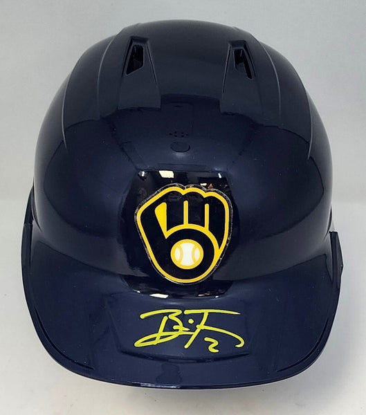 Brewers BRICE TURANG Signed Full Size Milwaukee Rawlings BLUE Helmet AUTO - JSA