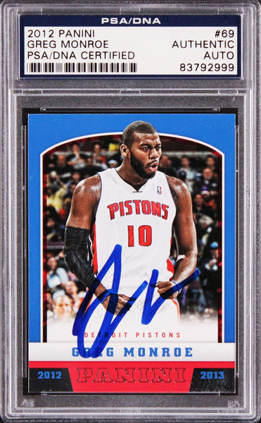 Pistons Greg Monroe Authentic Signed 2012 Panini #69 Card PSA/DNA Slabbed