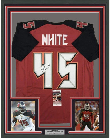 Framed Autographed/Signed Devin White 35x39 Tampa Bay Football Jersey JSA COA