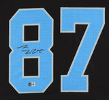 Sam Laporta Signed 35x43 Framed Detroit Lions Jersey (Beckett) 2023 2nd Round Pk