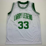 Autographed/Signed Larry Bird Boston White Jersey Beckett BAS COA