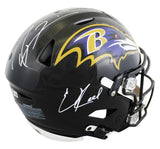 Ravens Ed Reed & Ray Lewis Signed Speed Flex Full Size Helmet BAS Witnessed