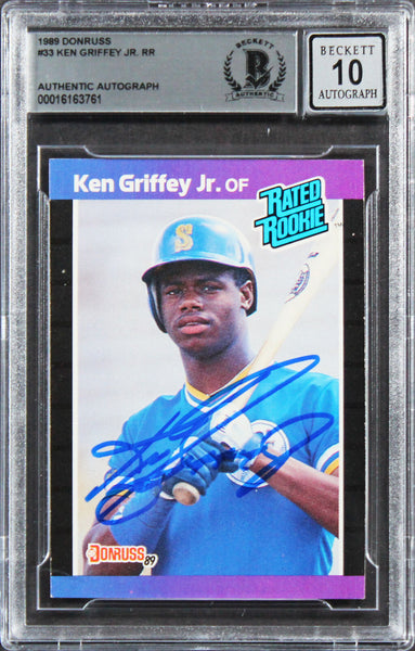 ken griffey jr rookie card graded 10 Mariners Ken Griffey Jr. Signed 1989 Donruss #33 Rookie Card Auto 10! – Super Sports Center