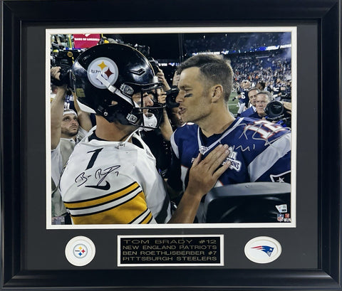 Tom Brady Ben Roethlisberger Signed 16x20 Framed Photo Auto Patriots Fanatics