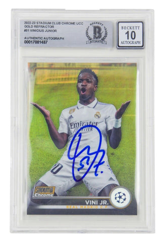 Vinicius Jr Signed 2022-23 Topps Stadium Club Chrome Gold /50 - BGS 10 Autograph