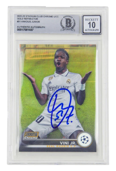 Vinicius Jr Signed 2022-23 Topps Stadium Club Chrome Gold /50 - BGS 10 Autograph