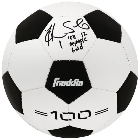 Hope Solo Signed Black & White Franklin Soccer Ball w/Olympic Gold - (SS COA)