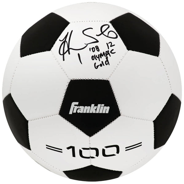 Hope Solo Signed Black & White Franklin Soccer Ball w/Olympic Gold - (SS COA)