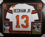 ODELL BECKHAM (Browns white SKYLINE) Signed Autographed Framed Jersey JSA