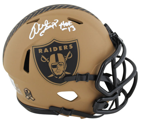 Raiders Warren Sapp "HOF 13" Signed Salute To Service II Speed Mini Helmet BAS W