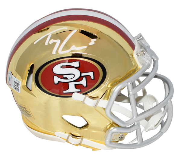 TREY LANCE AUTOGRAPHED SAN FRANCISCO 49ERS CHROME SPEED MINI HELMET BECKETT