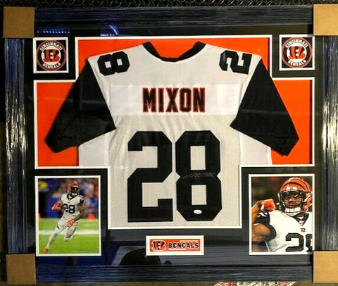 Joe Mixon Signed 35"x 43" Framed Cincinnati Bengal Jersey (JSA) 2021 Pro Bowl RB