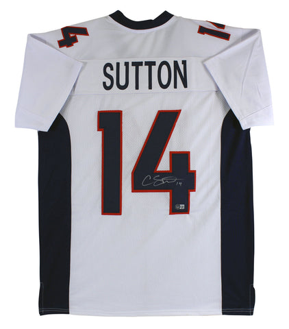 Courtland Sutton Authentic Signed White Pro Style Jersey BAS Witnessed