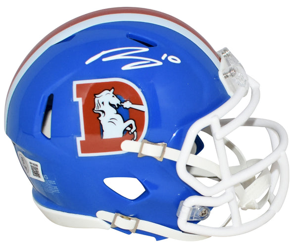BO NIX AUTOGRAPHED DENVER BRONCOS THROWBACK SPEED MINI HELMET BECKETT