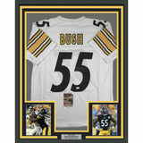 FRAMED Autographed/Signed DEVIN BUSH 33x42 Pittsburgh White Jersey JSA COA Auto