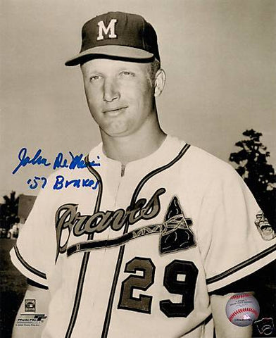 Milwaukee Braves JOHN DeMERIT Signed 8x10 Photo #4 AUTO w/ '57 Braves