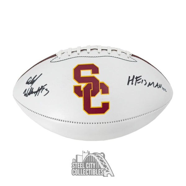 Caleb Williams Heisman 22 Autographed USC Trojans White Panel Football -Fanatics