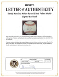 Sandy Koufax, Nolan Ryan & Bob Feller Authentic Signed Baseball BAS #AG010108