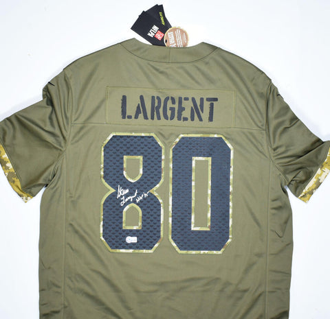 Steve Largent Seahawks Signed Salute To Service Limited Player Jersey- Beckett W