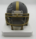 Rocky Bleier HOF Signed/Inscr Slate Mini Helmet Steelers Beckett Witness 191556