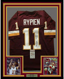 Framed Autographed/Signed Mark Rypien SB MVP 33x42 Washington Red Jersey JSA COA