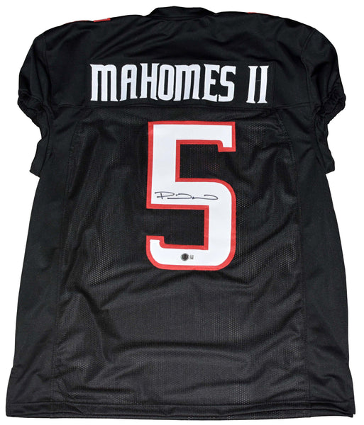 PATRICK MAHOMES SIGNED TEXAS TECH RED RAIDERS #5 BLACK GAME CUT JERSEY BECKETT