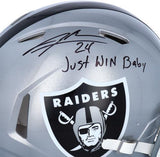 Charles Woodson Oakland Raiders Signed Auth. Helmet with "Just Win Baby!" Insc
