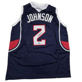 Autographed/Signed Joe Johnson Atlanta Blue Basketball Jersey Beckett BAS COA