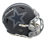 Roger Staubach Signed Dallas Cowboys Speed Slate NFL Mini Helmet